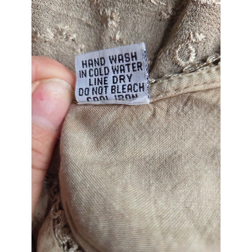 Raya Sun Swing Tank Dress L Beige Embroidery Lace Ruffles Lightweight Buttons - Picture 11 of 11